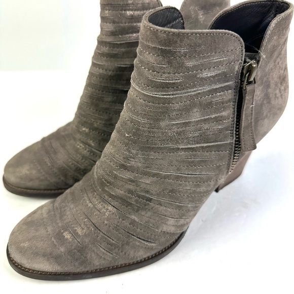 Paul Green Malibu Sliced Ankle Boot US 8.5 Tan Brown Metallic Suede Bootie UK 6 - Picture 1 of 11